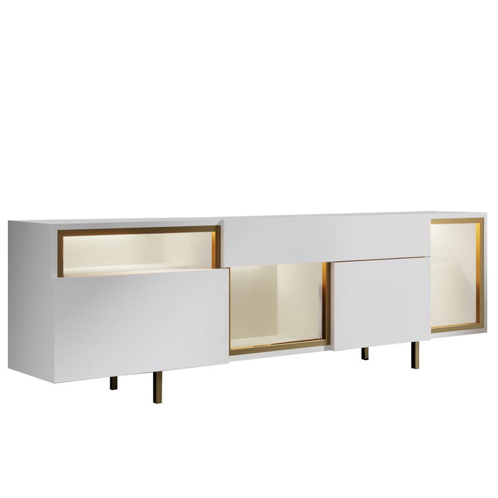 Hanah Home Soporte para TV Blanco y Dorado con Iluminación